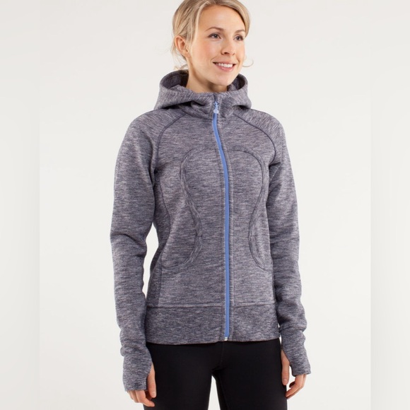 lululemon athletica Tops - Lululemon Scuba Hoodie Grey with Deep‎ Indigo Size 4